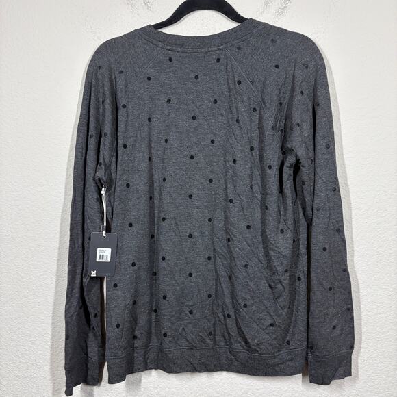 PJ Salvage Size Large Snow Dots Long Sleeve Top Heather Slate Gray Crew Neck - Picture 3 of 10
